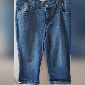 Bandilino Stylish Blue Cropped Nautical Women's Jeans Eith Rope Accents. Sz 16P